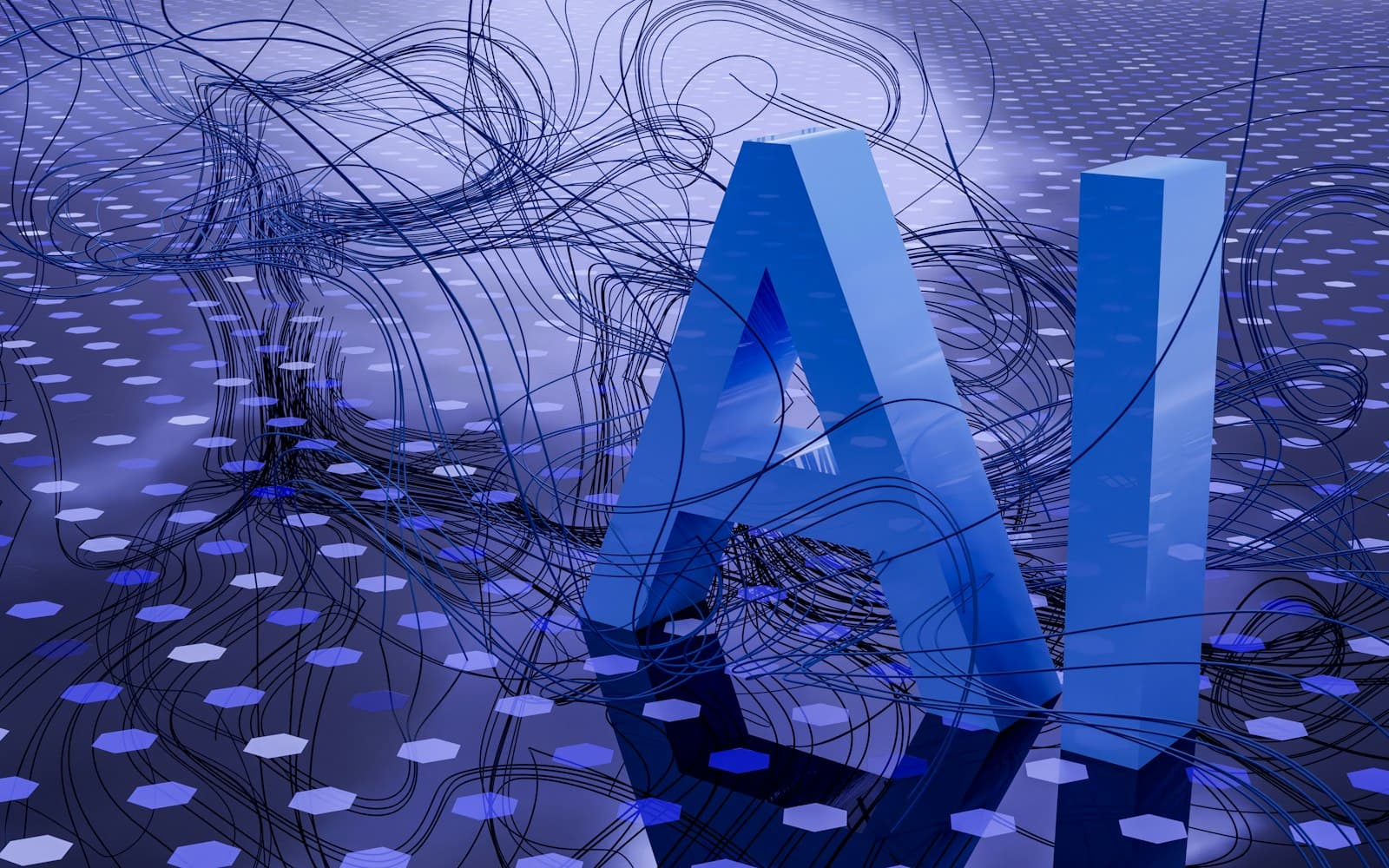 Abstract 3D render of the letters AI